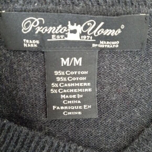 PRONTO UOMO Sweater V-neck Grey Fine Knit Men's Sz M - Picture 7 of 7